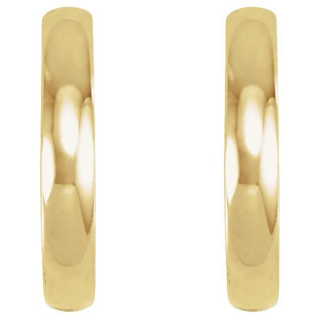 14K Yellow Or White Gold Or Sterling Silver Or Platinum Pair Hinged Polished Huggie Hoop Earrings