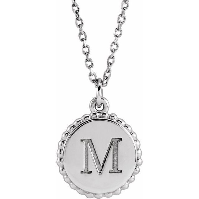 Sterling Silver 18.3 X 13.8 Mm 16-18 In Polished Engravable Round Beaded Necklace
