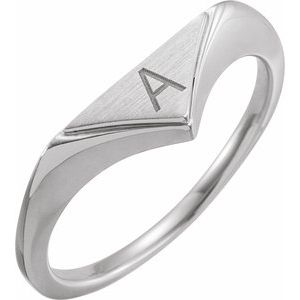 Sterling Silver Polished Signet Ring Size 7