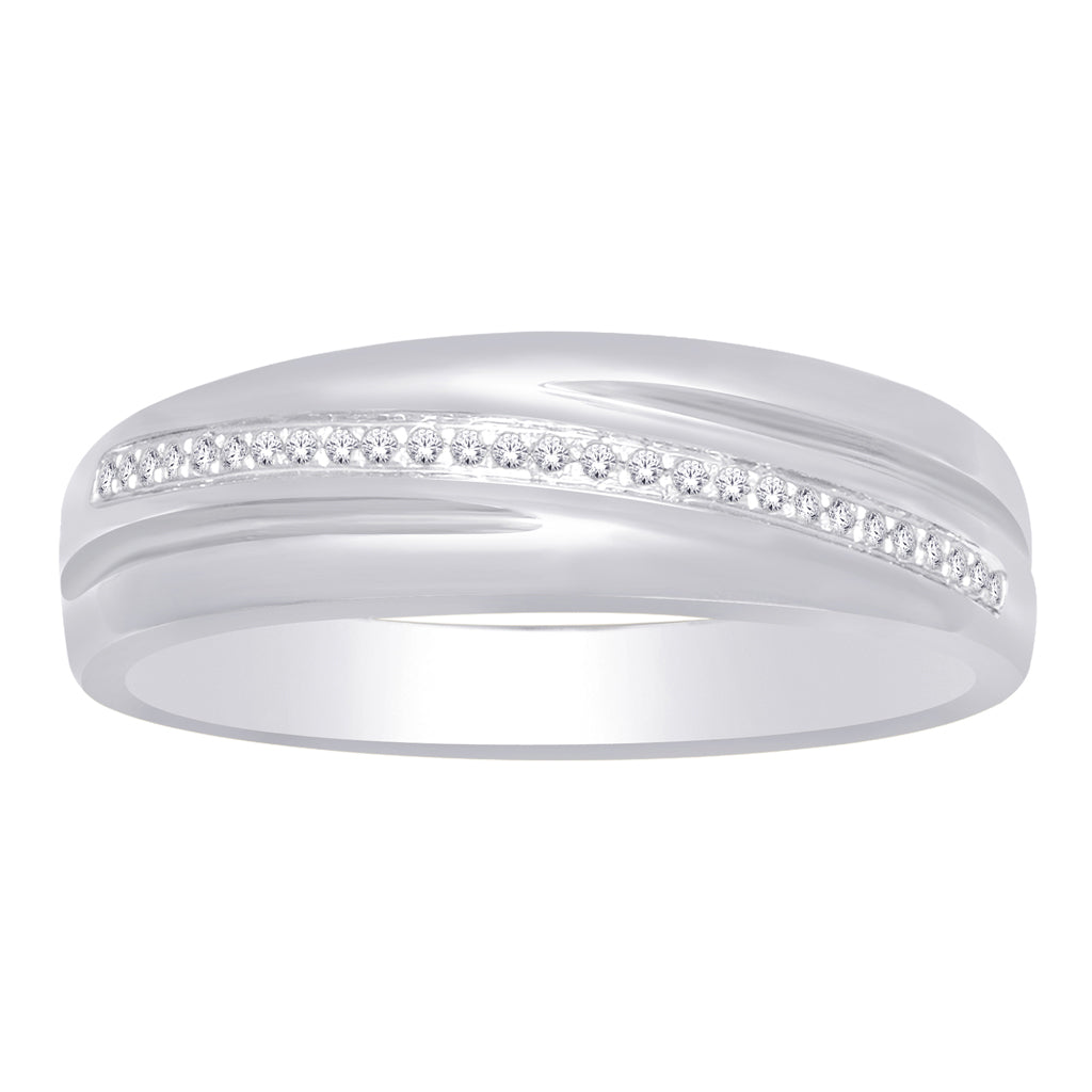 10K Yellow Or White Gold Diamond Mens Band