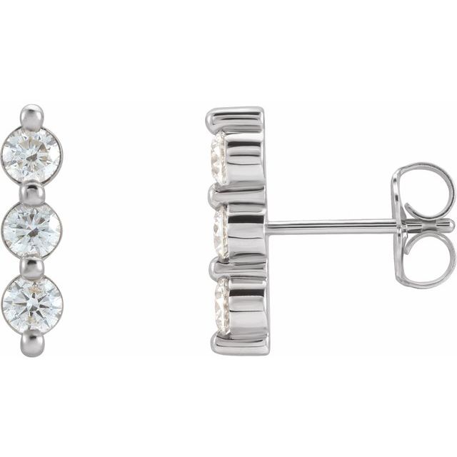 14K White Or Rose Gold 3 Mm Round Friction Back Polished 1/2 Ctw Natural Diamond Drop Earrings