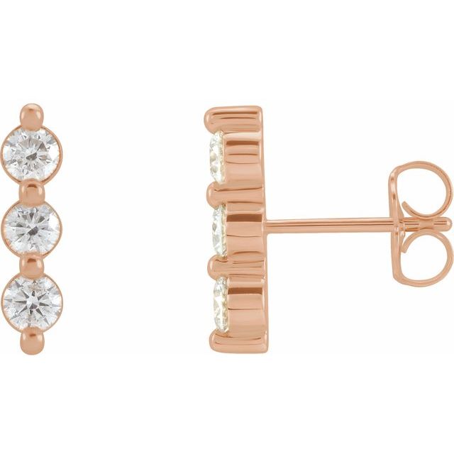 14K White Or Rose Gold 3 Mm Round Friction Back Polished 1/2 Ctw Natural Diamond Drop Earrings