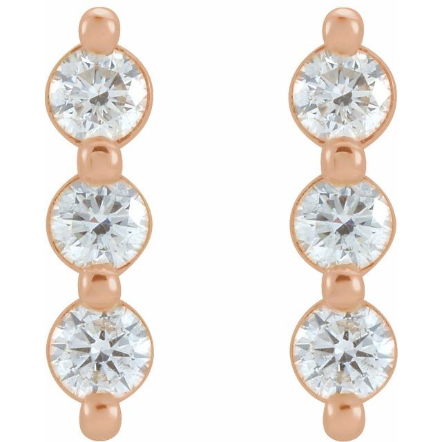 14K White Or Rose Gold 3 Mm Round Friction Back Polished 1/2 Ctw Natural Diamond Drop Earrings