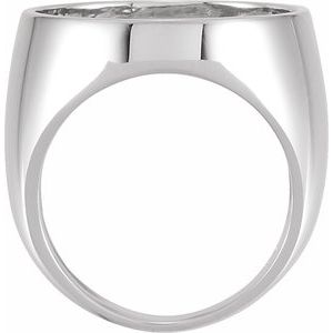 14K White Gold 21.4 Mm Bezel Set Polished Coin Frame Bezel Ring Mounting Size 11