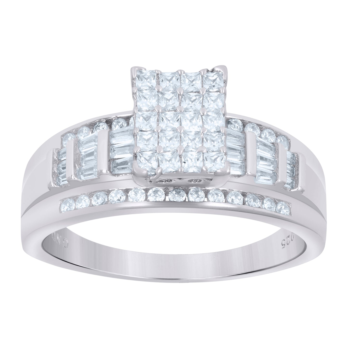 Sterling Silver Women's Cubic Zirconia Cinderella Bridal Anniversary Wedding Engagement Band Ring