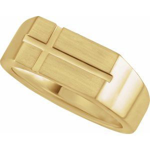 14K Yellow Gold Rectangle 10.8 X 8.8 Mm Satin/Polished Polished Signet Ring Size 10