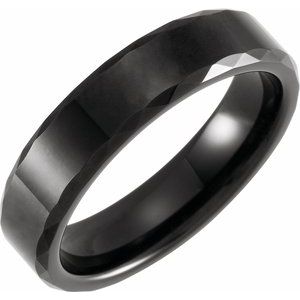 Black PVD Tungsten 6 mm Beveled Faceted Band