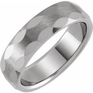 Tungsten 6 mm Half Round Faceted Comfort-Fit Band