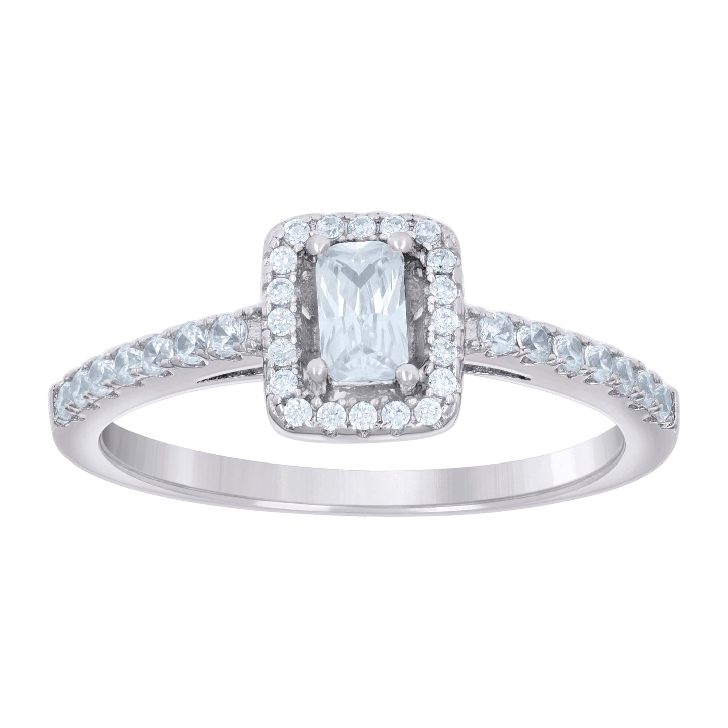 Sterling Silver Womens Emerald Round Cubic-Zirconia Bridal Anniversary Engagement Wedding Ring