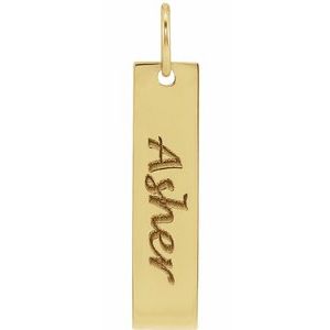 18K Yellow Gold-Plated Sterling Silver 20 X 5 Mm Polished Bar Pendant