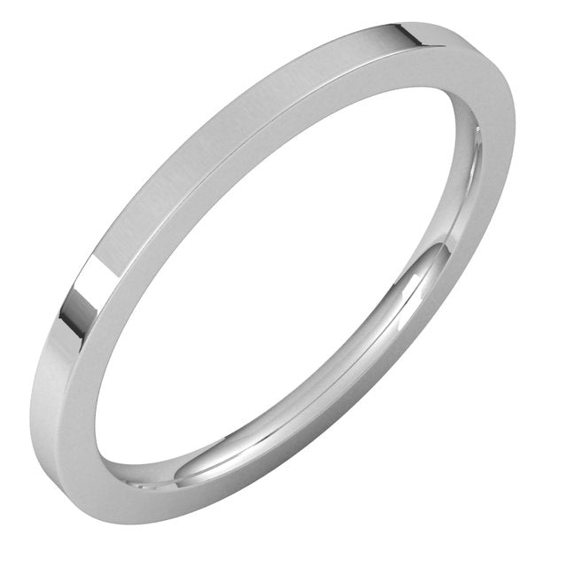 14K Rose Gold Or Sterling Silver Or Platinum Or Palladium Standard Weight Flat Comfort Fit Band