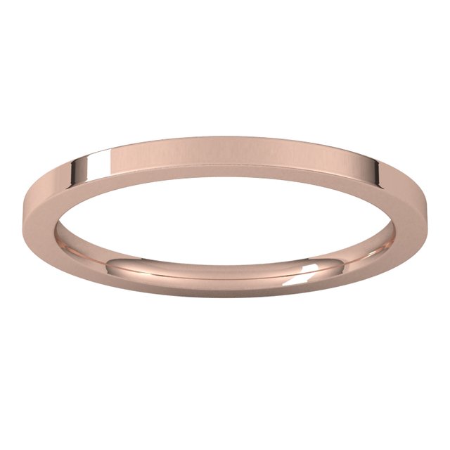14K Rose Gold Or Sterling Silver Or Platinum Or Palladium Standard Weight Flat Comfort Fit Band
