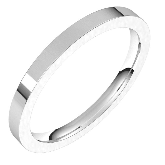 14K Rose Gold Or Sterling Silver Or Platinum Or Palladium Standard Weight Flat Comfort Fit Band