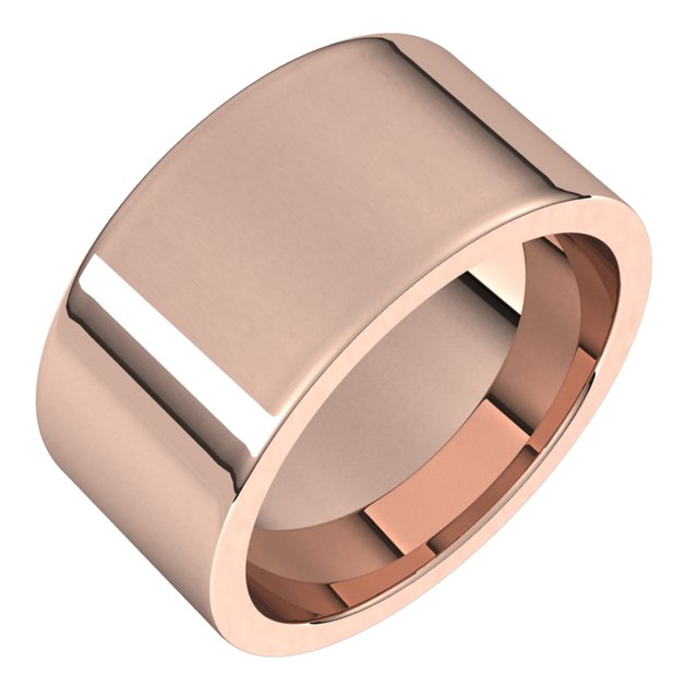 14K Rose Gold Or Sterling Silver Or Platinum Or Palladium Standard Weight Flat Comfort Fit Band