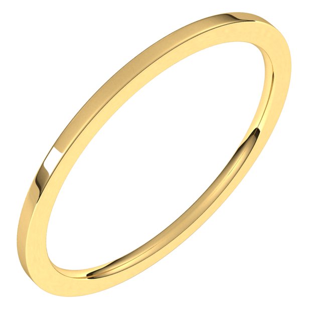 18K Yellow Or White Or Rose Gold Lightweight Flat Comfort Fit Light Band