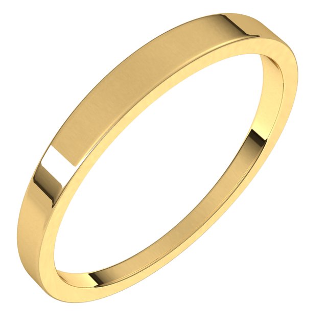 14K Yellow Or White Or Rose Gold Or Sterling Silver Or Platinum Standard Fit Flat Tapered Band
