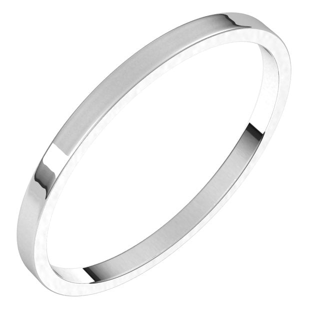 14K Yellow Or White Or Rose Gold Or Sterling Silver Standard Ultra-Lightweight Flat Ultra-Lightweight Band, Size 7