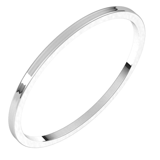14K White Or Rose Gold Or Sterling Silver Or Platinum Flat Ultra-Lightweight Band