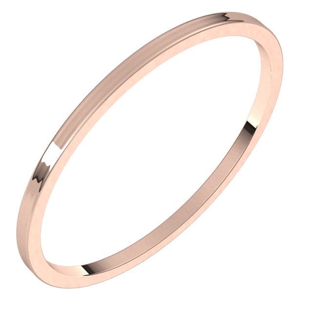 14K White Or Rose Gold Or Sterling Silver Or Platinum Flat Ultra-Lightweight Band
