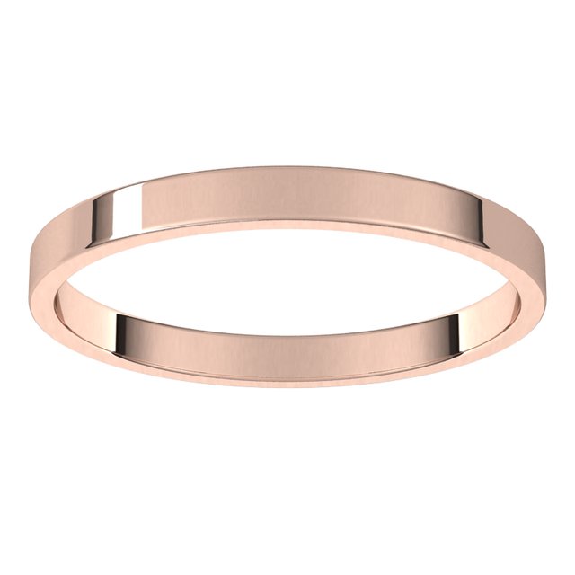 14K White Or Rose Gold Or Sterling Silver Or Platinum Flat Ultra-Lightweight Band