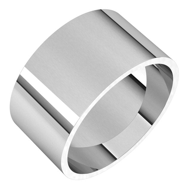14K White Or Rose Gold Or Sterling Silver Or Platinum Flat Ultra-Lightweight Band