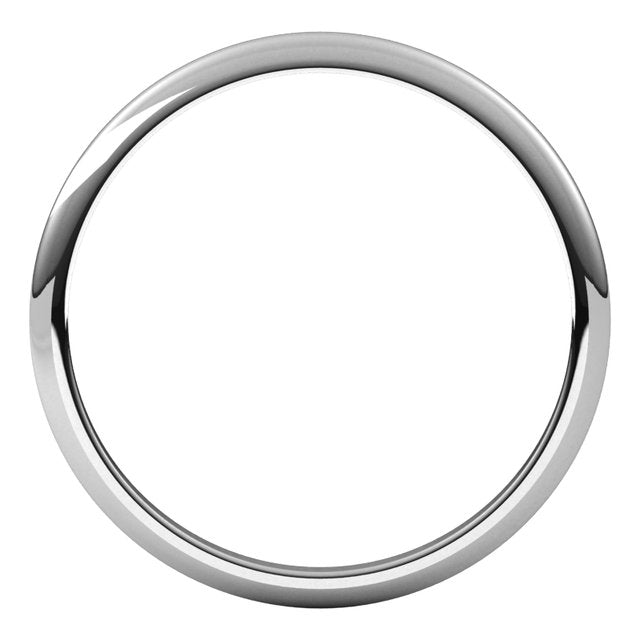 14K Yellow Or White Or Rose Gold Or Sterling Silver Or Platinum Or Palladium Standard Half Round Band