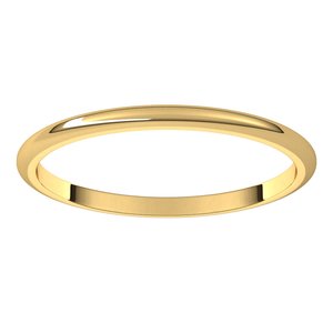 14K Or 18K Yellow Gold 1.5 Mm Standard Weight Half Round Band Size 2