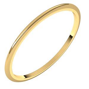 14K Yellow Gold Or Sterling Silver Platinum 1 Mm Standard Weight Half Round Band