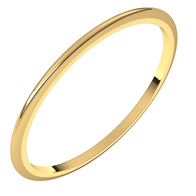 14K Yellow Or White Or Rose Gold Or Sterling Silver Or Platinum Or Palladium Standard Half Round Band