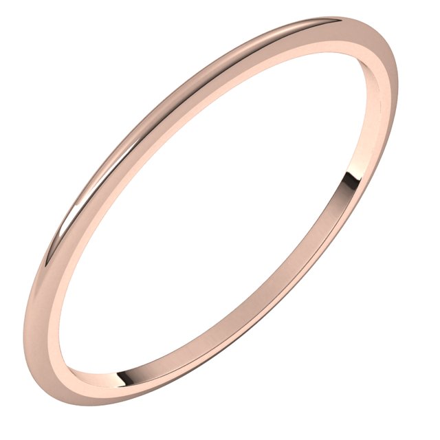 14K Yellow Or White Or Rose Gold Or Sterling Silver Or Platinum Or Palladium Standard Half Round Band