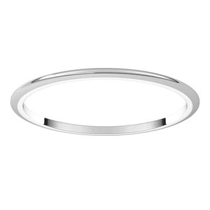14K White Gold 1 Mm Half Round Band Size 1