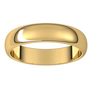 14K Yellow Gold Standard Weight Half Round Band