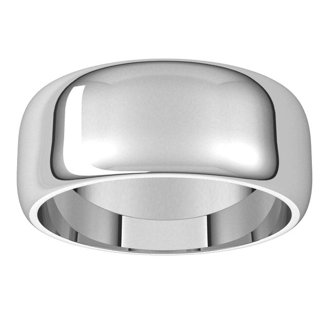 14K Yellow Or White Or Rose Gold Or Sterling Silver Or Platinum Or Palladium Standard Half Round Band