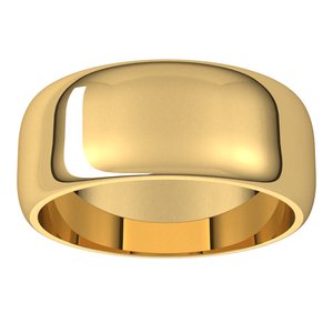 14K Yellow Gold 8 Mm Half Round Band Size 3