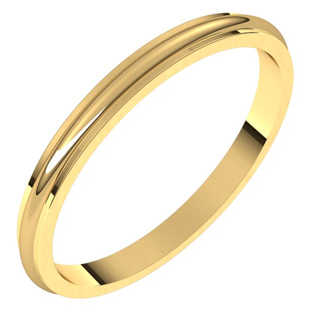 14K Yellow Or White Gold Or Platinum Standard Stepped-Edge Half Round Band