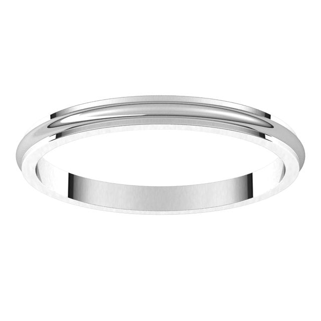 14K Yellow Or White Gold Or Platinum Standard Stepped-Edge Half Round Band
