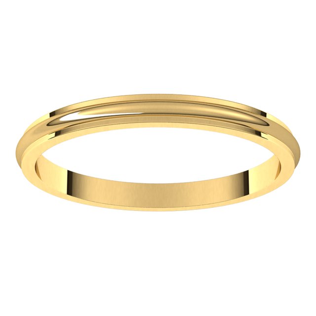 14K Yellow Or White Gold Or Platinum Standard Stepped-Edge Half Round Band