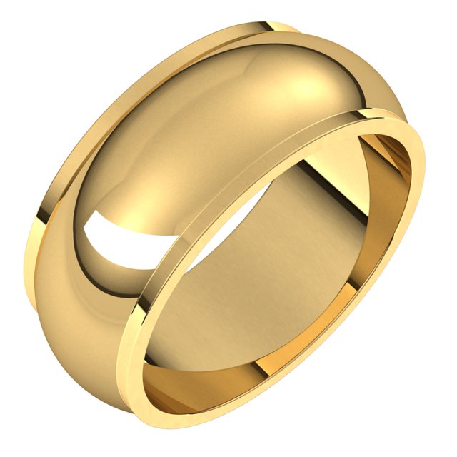 14K Yellow Or White Gold Or Platinum Standard Stepped-Edge Half Round Band