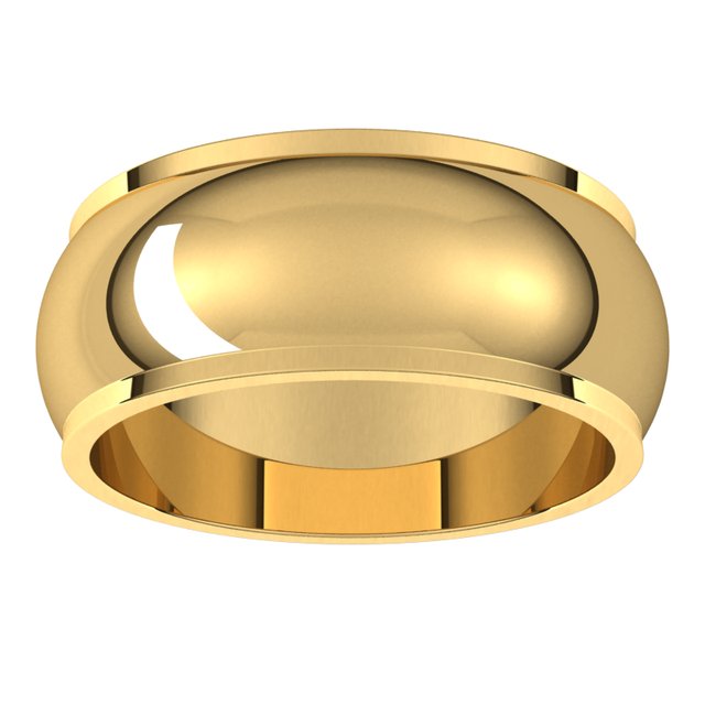 14K Yellow Or White Gold Or Platinum Standard Stepped-Edge Half Round Band