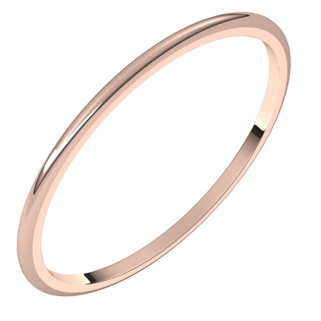 14K Yellow Or White Or Rose Gold Or Sterling Silver Or Platinum Or Palladium Lightweight Standard Fit Half Round Band