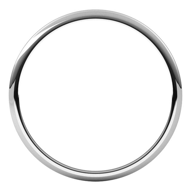 14K Yellow Or White Or Rose Gold Or Sterling Silver Or Platinum Or Palladium Lightweight Standard Fit Half Round Band