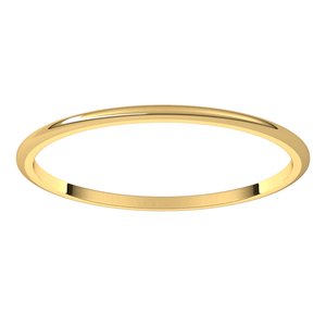 10K Yellow Or White Gold 1 Mm Standard Lightweight Half Round Light Band