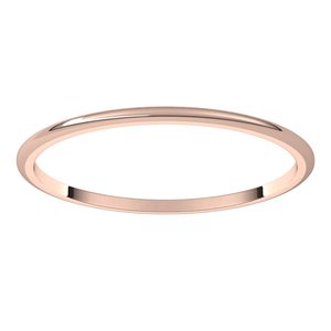 14K Yellow Or White Or Rose Gold Or Sterling Silver Or Platinum 1 Mm Standard Lightweight Half Round Light Band
