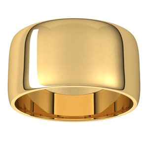 10K Yellow Or Rose Gold 10 Mm Standard Lightweight Half Round Light Band