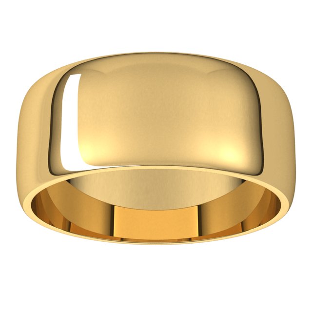 14K Yellow Or White Or Rose Gold Or Sterling Silver Or Platinum Or Palladium Lightweight Standard Fit Half Round Band