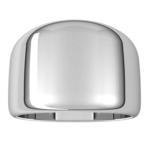 14K White Gold 14 Mm Half Round Tapered Band Size 7