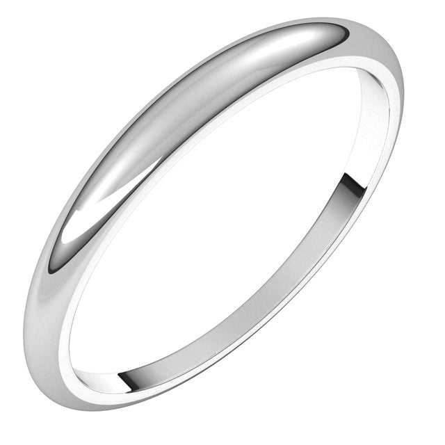 14K Yellow Or White Or Rose Gold Or Sterling Silver Or Platinum Standard Fit Half Round Tapered Band