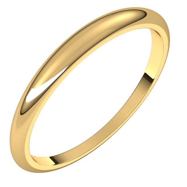 14K Yellow Or White Or Rose Gold Or Sterling Silver Or Platinum Standard Fit Half Round Tapered Band