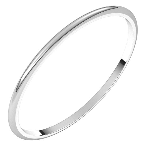 Sterling Silver Or Platinum Ultra-Lightweight Standard Fit Half Round Band