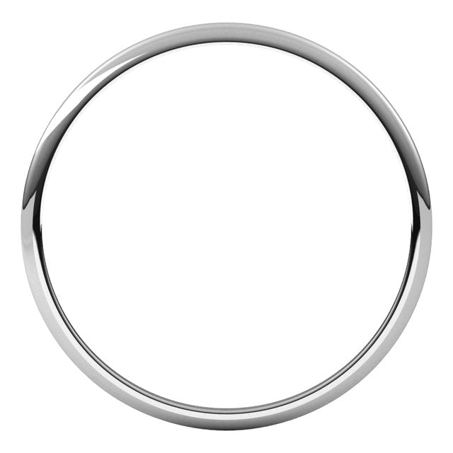Sterling Silver Or Platinum Ultra-Lightweight Standard Fit Half Round Band